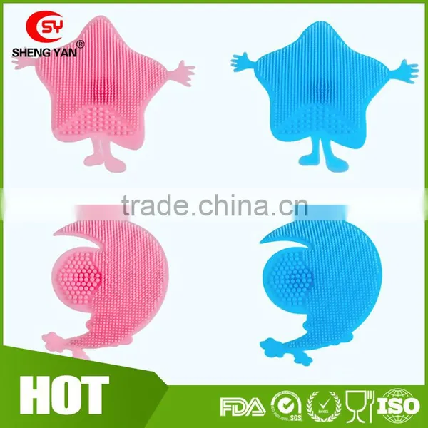 Latest FDA Standard Star And Moon Shape Silicone Body Bath Brush For Babies photo-2