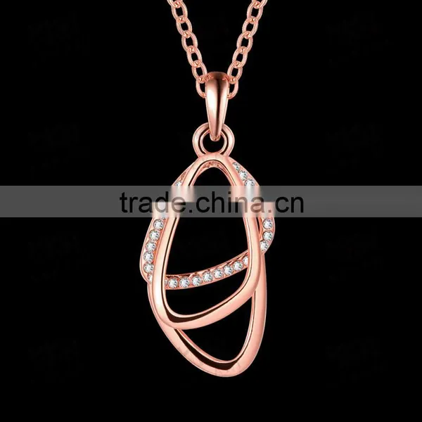 Stylish Unique Geometric Oval Necklace Rose Gold Plated photo-3