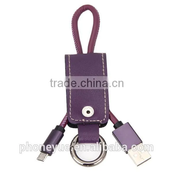 2016 Latest Portable Super Strong Leather Metal Keychain Usb Cable for Iphone6s photo-2