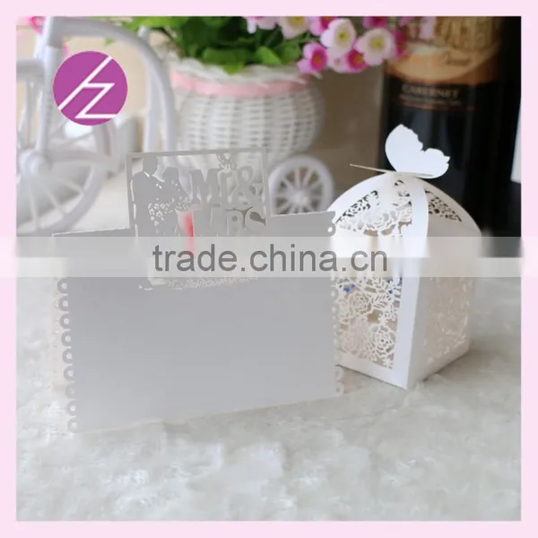 Free Sample Laser Cut Customizable Paper With Rose Baby Carriage Wedding Favor Candy Box and Wedding Favors Seat Card ZH-5 photo-5
