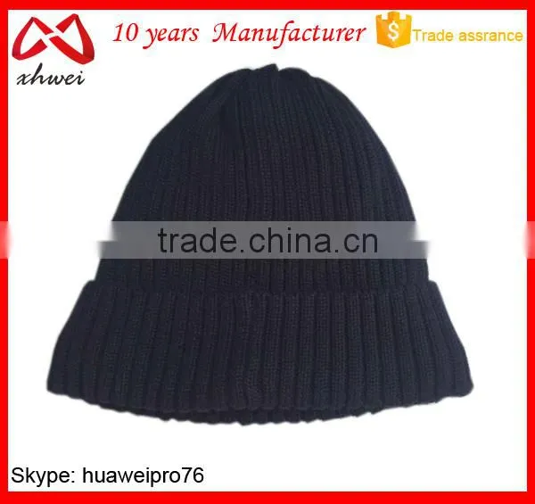 Winter Ribbed Knit 100 Cotton Blank Beanie Hat photo-2