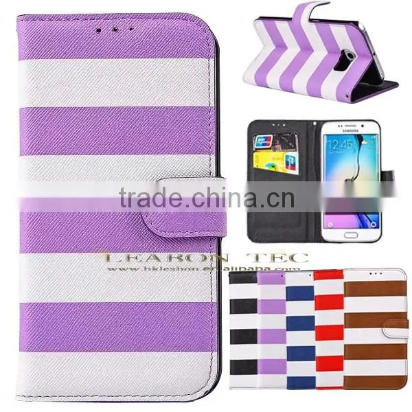 Hot New Products for 2015, Fancy Color Strip Wallet Leather Case for Samsung Galaxy s6 Edge, photo-5