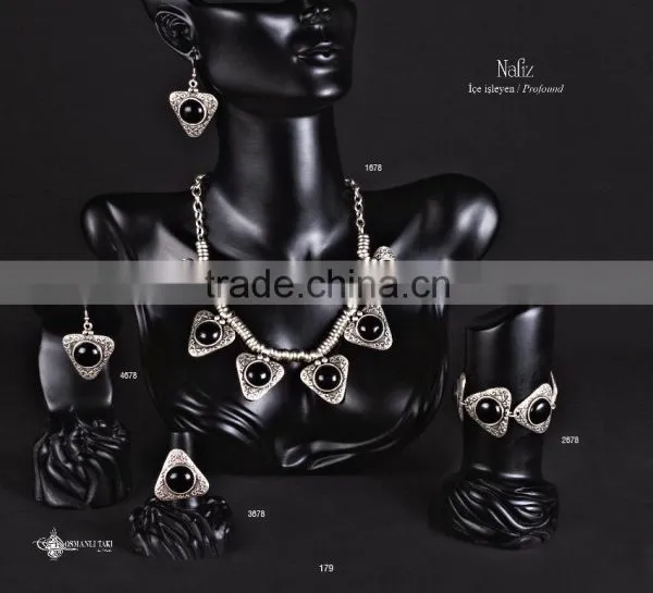 Ring Earring Bracelet Necklace Hellenic Turkish Ottoman Antique Ethnic Authentic Jewelery Set photo-6