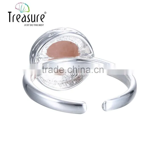 2016 New Design Pink Stone Silver Plating Copper Open Ring Wholesale in Spring photo-5