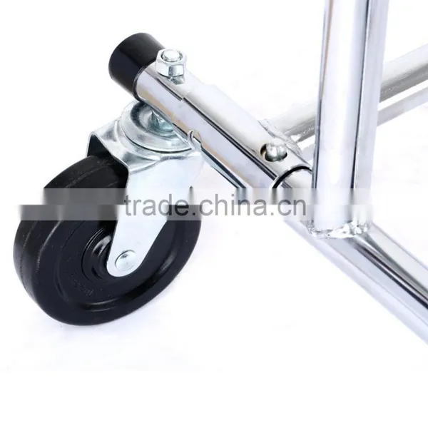 Adjustable Double Rail Rolling Garment Rack Clothing Rack Drying Rack Hanging Rack, Chrome Finish photo-3