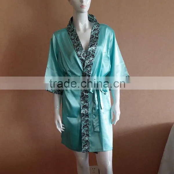 Girls Satin Nightgown/bathrobe With Piping photo-2