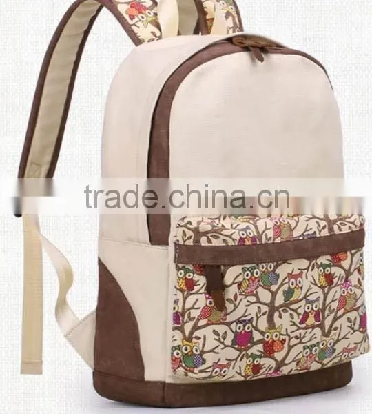 2015 fashion canvas lady school bag women backpack