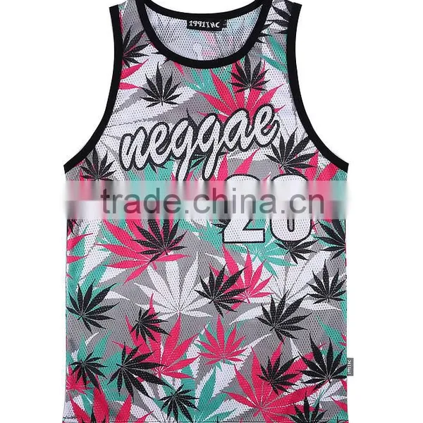 Fashion Polyester Digital Sublimation Printed Tank Top Mens, Racer Back Tank Top, Custom Sublimated Gym Tank Top photo-2