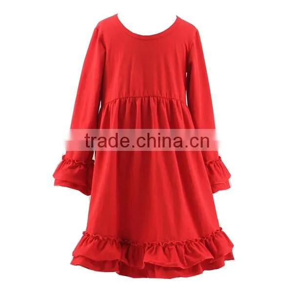 Long Sleeves Todder Girl Red White Dress Chevron Skirt Dress Baby Girl Wholesale Children Clothing Christmas Boutique Dress photo-6