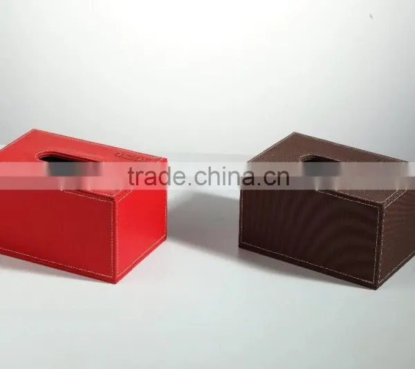 2014 hot sale noble leather tissue box PU cheap napkin box tissue box