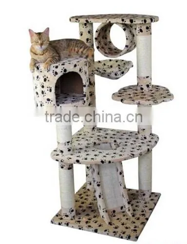 BSCI QQ-pet Factory Hot Cat Tower Sisal Pole Cat Tree Paw Print Cat Tower