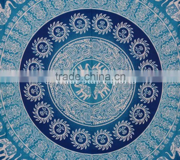 Indian Ombre Ethnic Elephant Hippie Mandala Wall Art Twin Cotton Boho Wall Hanging Tapestry photo-3