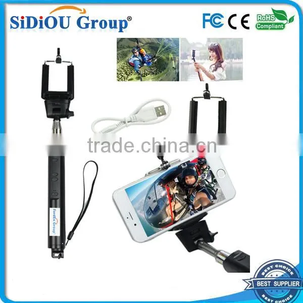 Sidiou Group Newl Design Zooming Function Wireless Bluetooth Monopod Self Photo Selfie Stick for Samsung Note S4 S3 Etc (Black)