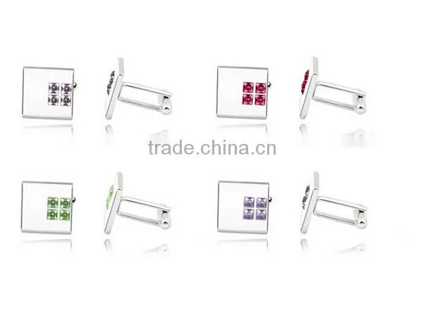 Customized Latest Metal Silver Cuff Link Jewelry Mens Shirts Austria Crystal Cufflinks photo-5