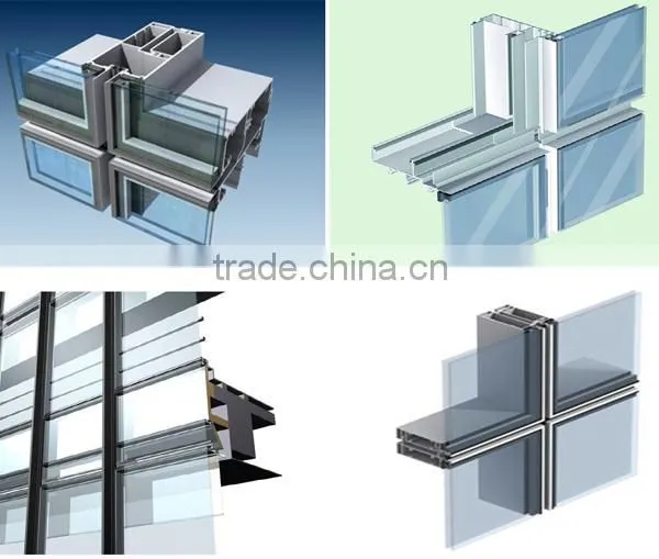 Aluminum Frameless or Hidden Frame Curtain Wall Profiles With Top Quality photo-4