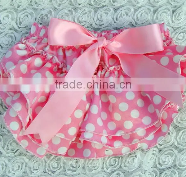 High Quality Cheap Baby Girls Stain Bloomer , Wholesale Various Style Infant Ruffle Bloomer With Bow Design photo-4
