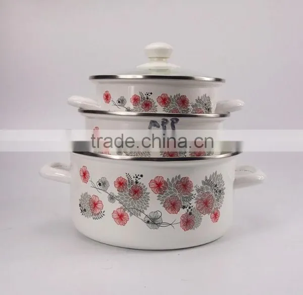 6 Pcs Flower Printing Enamel Cookware Set With Decoration photo-2