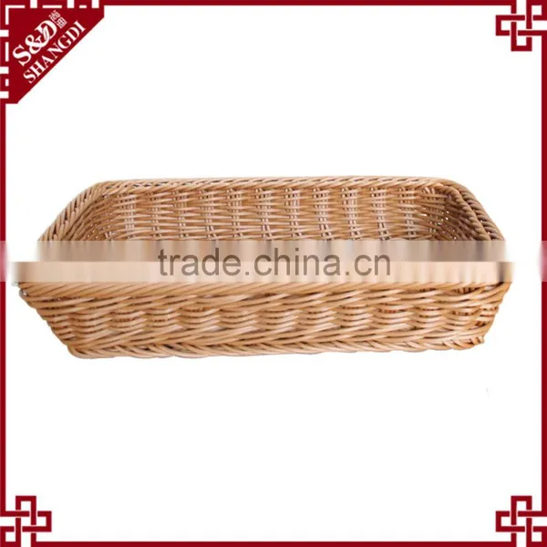 Handmade Woven Plastic Rattan Bread Basket photo-5