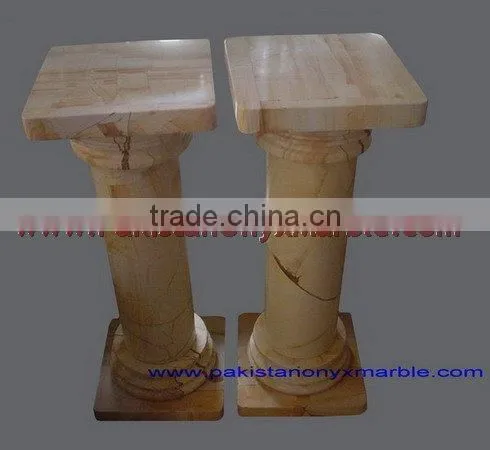 NATURAL COLOR TEAKWOOD MARBLE PEDESTALS photo-3