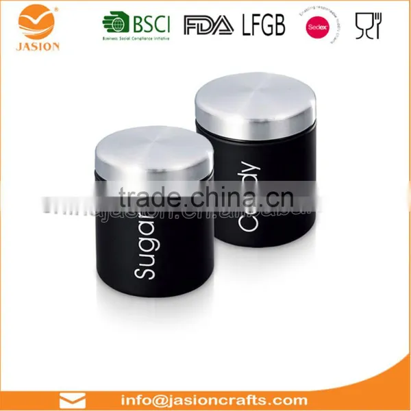 3PC Canister Set Stainless Steel Coffee Tea Sugar Jar Lid Kitchen Storage Black Can photo-6