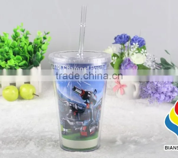 16oz Plastic Coffee Tumbler With Straw photo-2