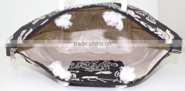 Twisted Rope Handle Nature Print Bag - From India - Made From Laminated Canvas photo-6