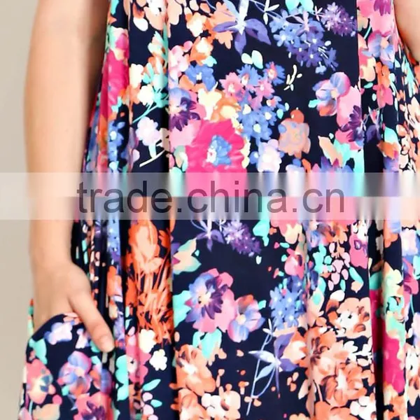 India Boutique Wholesale Dress 95% POLYESTER 5% SPANDEX FLORAL PRINT TRAPEZE TEE DRESS Beach Wear Tunic photo-5