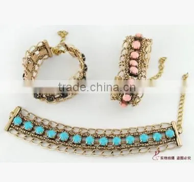 Retro Style Big Turquoise Gold Bangle Yiwu Wide Turquoise Cuff Bangle for Rock Jewelry photo-6