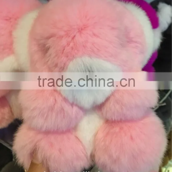 Real Rex Rabbit Fur Keychain Bear Doll Doll Key Chain Charm Golf Bag Pendant Wallet Pom Pom Coon Car Pendant photo-3