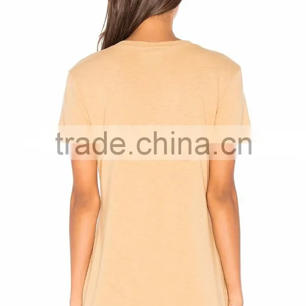 2017 Guangzhou Shandao New Fancy Design 180g 100% Cotton Plain Dyed Wholesale Women Short Sleeve Custom T Shirt Printing photo-3