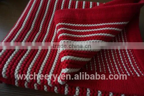 Super Soft Cotton/polyester Acrylic Knitted Blanket