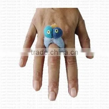 Pure Sheep Wool Soft Wool Felted Flowery Design Finger Ring/ 100% Hand Made Felt Finger Ring photo-4