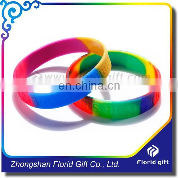 Promo Color Mixture Silicon Wristband /camouflage Rubber Bracelet / Segment Printing Wristband photo-3