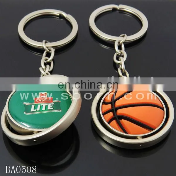 Custom Fancy Metal Basketball Shape Keychain With Epoxy Logo photo-3
