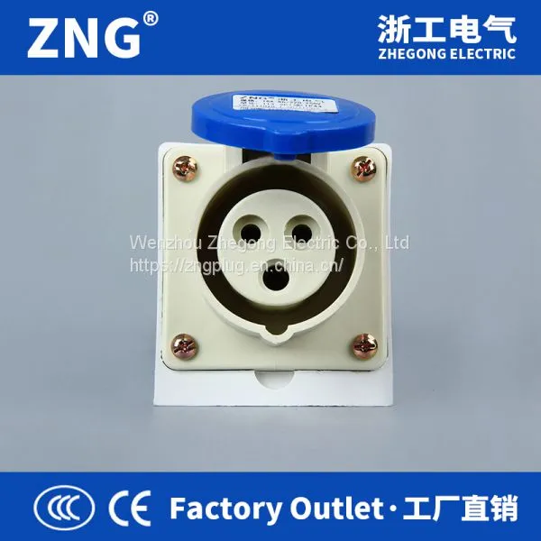 Panel Mounted Industrial Socket 32A 3Pin, 220V 32A 2P+PE IP44 Industrial Socket Stationary photo-2