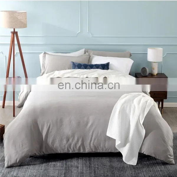 2020 Fashion Durable Solid Color Grey Water Wash Cotton Duvet Cover Sets Bedding photo-4