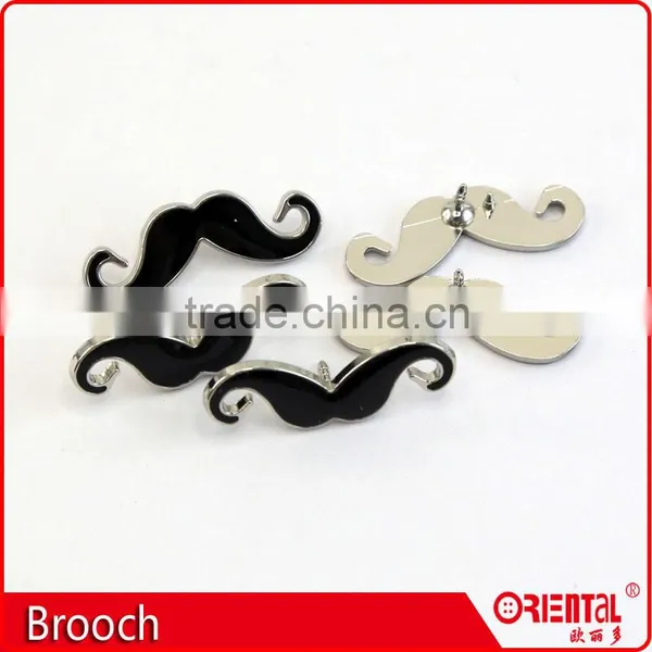 Fashion Chaplin Handlebar Mustache Metal Badge Brooch Pin for Men photo-2