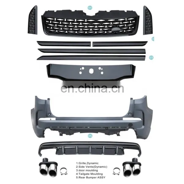 Front Grill Sets Super Black Version Kit Body Kit For RANGE ROVER SPORT 2014-2017 photo-4