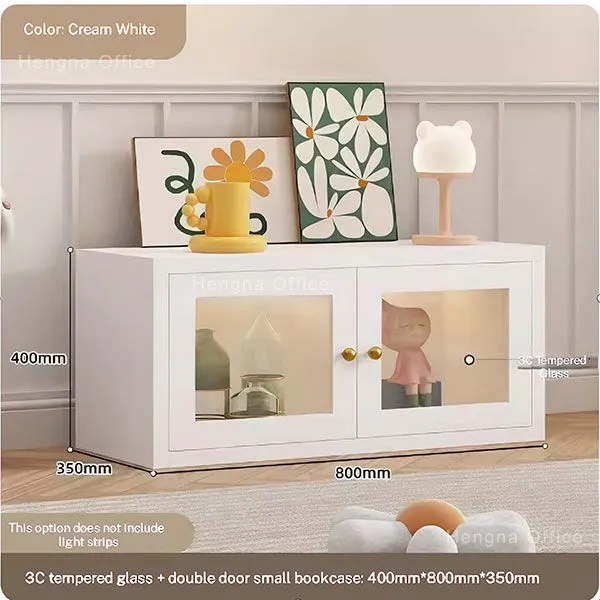 High-End Water-Proof Metal Storage Unit-CBT6584 |French Style Small Bookcase With Rounded Gold Pulls Arched Rainbow Glass Doors photo-2