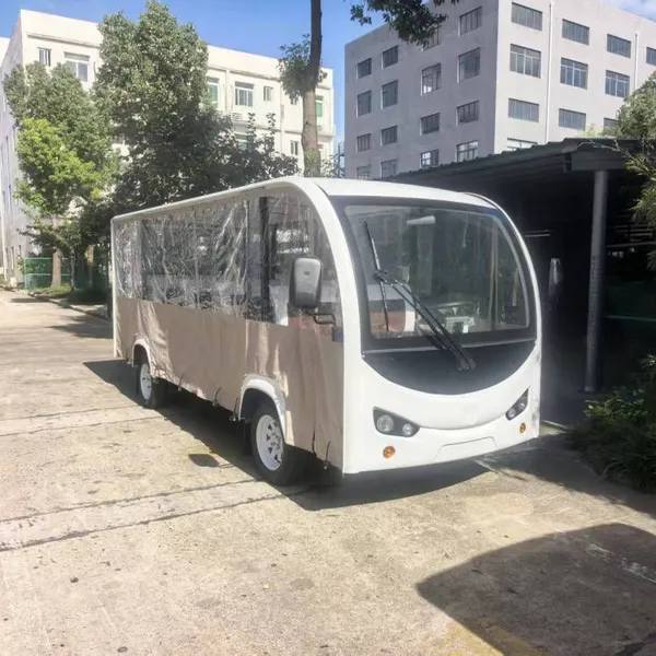 14-seater Semi-enclosed Electric Sightseeing Vehicle / Electric Scenic Area Sightseeing Vehicle With Rain Curtain and Sunshade Curtain