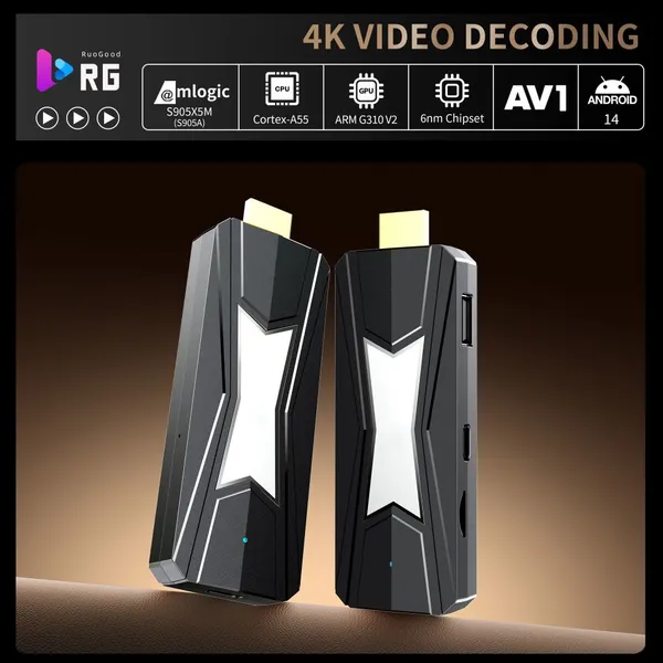 2026 Ruogood Latest Amlogic S905X5A Android14 tv dongle with OEM&ODM service for IPTV/Smart home /smart hotel