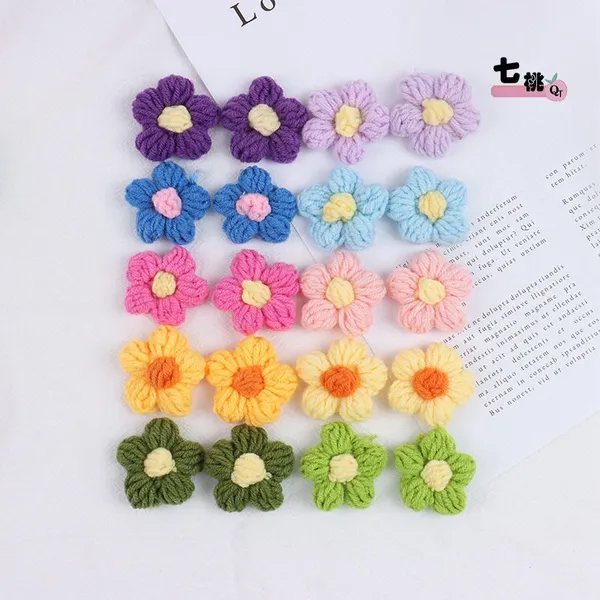 Wholesale Multicolor Crochet Flowers Handmade Crochet Knit Flower Patches for Clothing Decoration