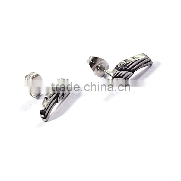 New Design High Quality Angel Wing Earrings Stainless Steel Mens Stud Earrings photo-2