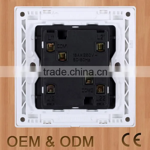 Hight Quality 10A 16A Two Gang One Way Big Button Gang Switch With Fruorescent Indicator photo-3