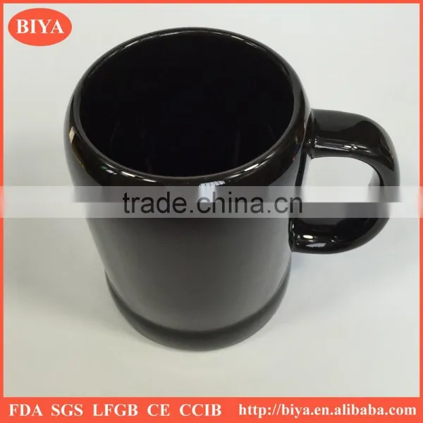 Horn Beer Mug , Factory Direct Wholesale Ceramic Stoneware Black Mug photo-3