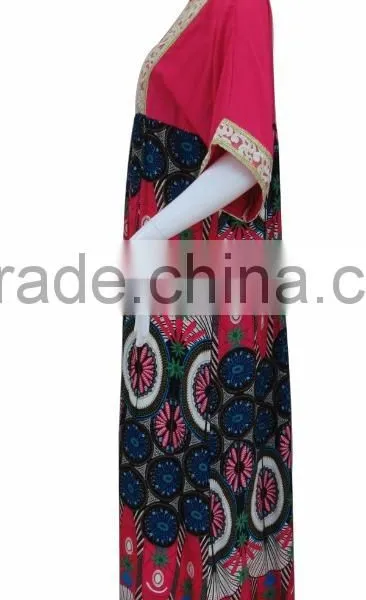 100% Rayon Top Fashion Traditional Print Muslim Abaya With Lace on Chest photo-4