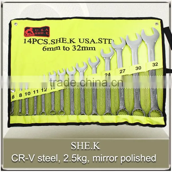 HongKong SHE.K 14pcs Double Open End Combination Wrench