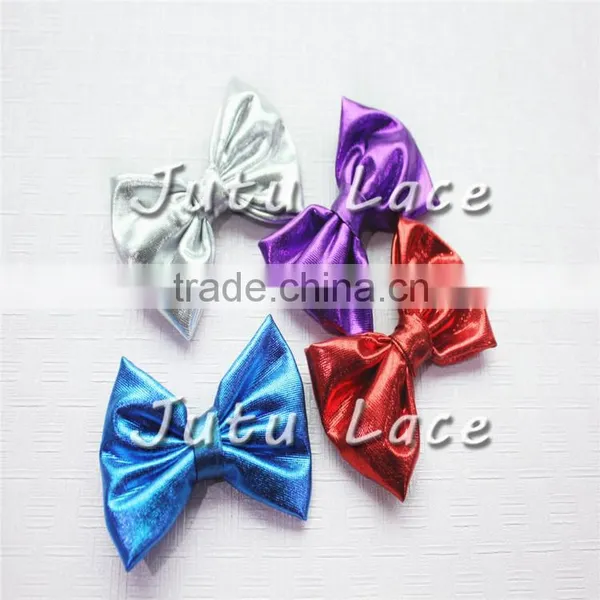 Adult Elegant Cheerleading Shiny Hair Bowknots Without Clips, 3'' Clothes Bowknots, Metallic Gloden Fabric Kids Hair Bows photo-4