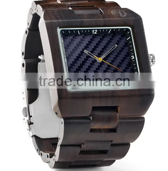 Custom Square Case Wooden Watches for Men Quartz Men Bamboo Watches