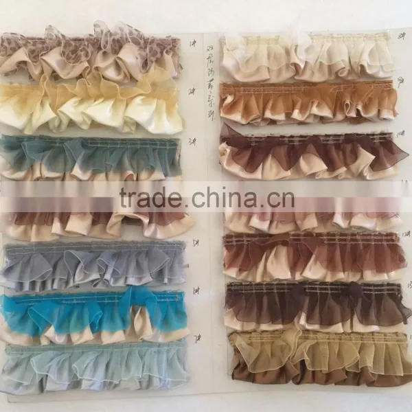 Folded Pleated Satin Lace Trimming for Home Decorative